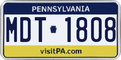 PA license plate MDT1808
