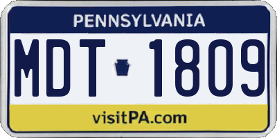 PA license plate MDT1809