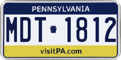 PA license plate MDT1812