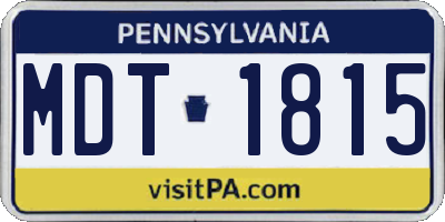PA license plate MDT1815