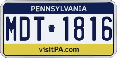PA license plate MDT1816