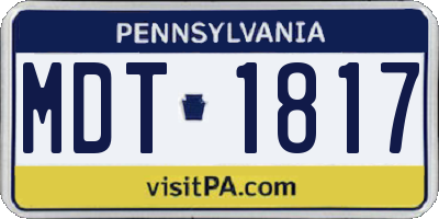PA license plate MDT1817