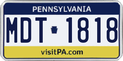 PA license plate MDT1818