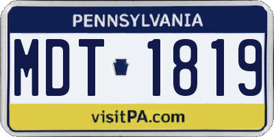 PA license plate MDT1819
