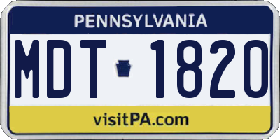 PA license plate MDT1820