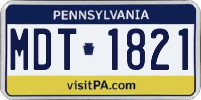 PA license plate MDT1821