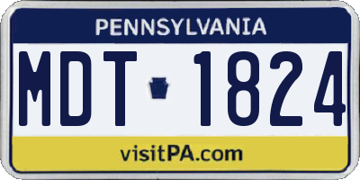PA license plate MDT1824