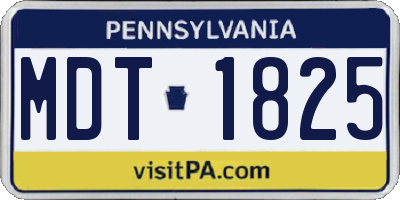 PA license plate MDT1825