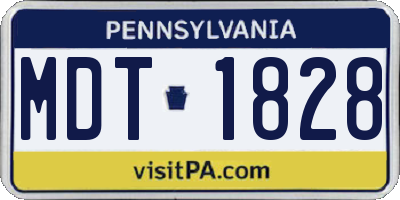 PA license plate MDT1828