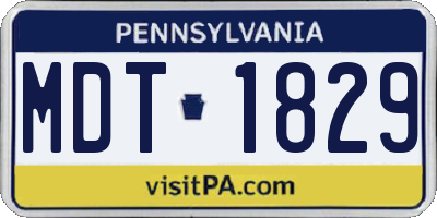 PA license plate MDT1829