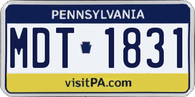 PA license plate MDT1831