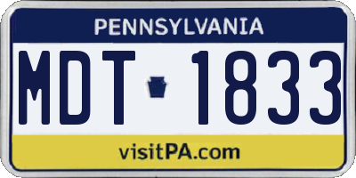 PA license plate MDT1833