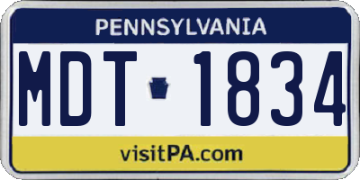 PA license plate MDT1834