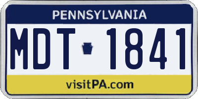 PA license plate MDT1841