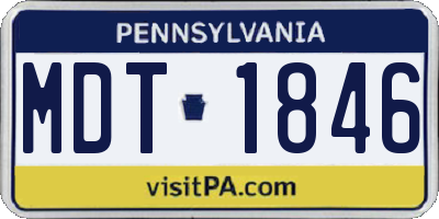 PA license plate MDT1846