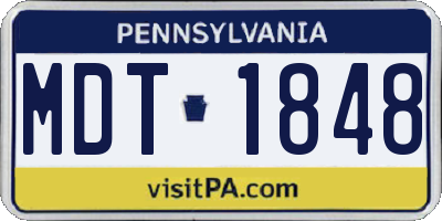 PA license plate MDT1848