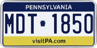 PA license plate MDT1850