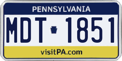 PA license plate MDT1851
