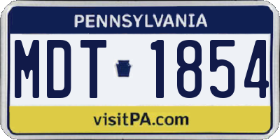 PA license plate MDT1854