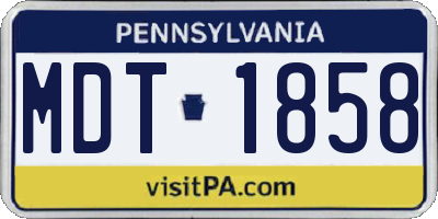 PA license plate MDT1858