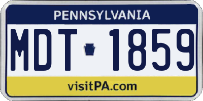 PA license plate MDT1859