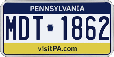 PA license plate MDT1862
