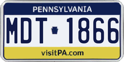 PA license plate MDT1866