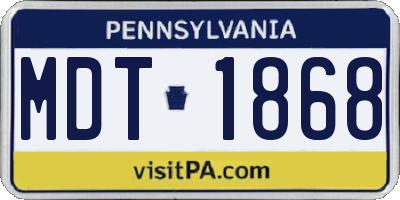 PA license plate MDT1868