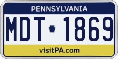 PA license plate MDT1869