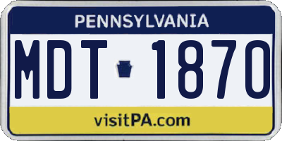 PA license plate MDT1870