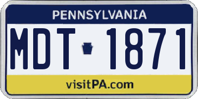 PA license plate MDT1871