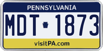 PA license plate MDT1873