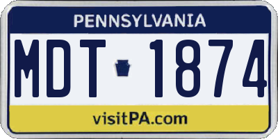 PA license plate MDT1874