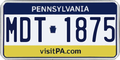 PA license plate MDT1875