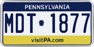 PA license plate MDT1877