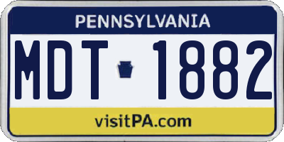 PA license plate MDT1882