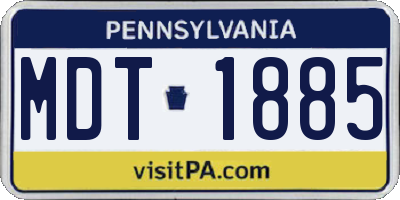PA license plate MDT1885