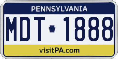 PA license plate MDT1888