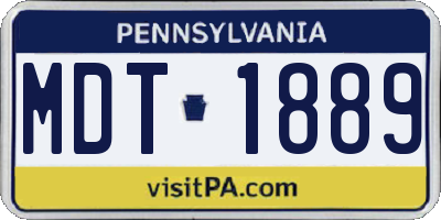 PA license plate MDT1889