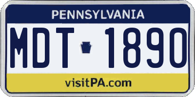 PA license plate MDT1890