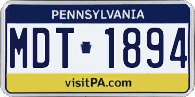 PA license plate MDT1894