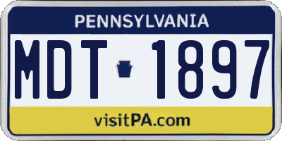 PA license plate MDT1897