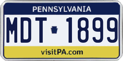 PA license plate MDT1899