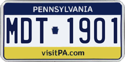PA license plate MDT1901