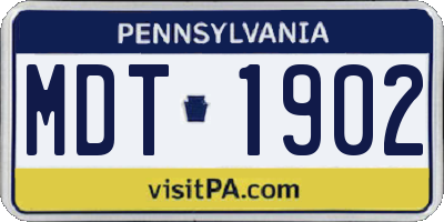 PA license plate MDT1902