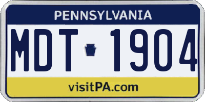 PA license plate MDT1904