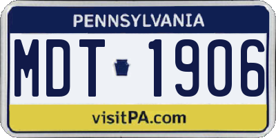 PA license plate MDT1906