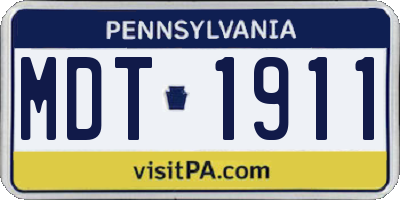 PA license plate MDT1911