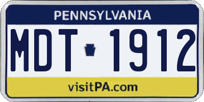 PA license plate MDT1912