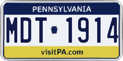 PA license plate MDT1914